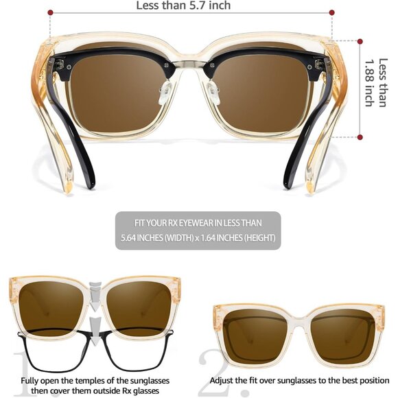🆕 Women Brown Trendy Polarized Sunglasses Oversized Fit Over Driving Protection - Picture 5 of 5